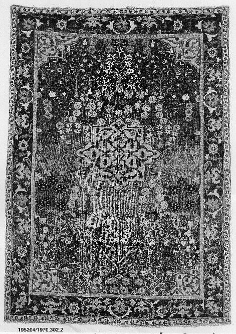 Vase Carpet, Cotton (warp), silk (weft), wool (weft and pile); asymmetrically knotted pile