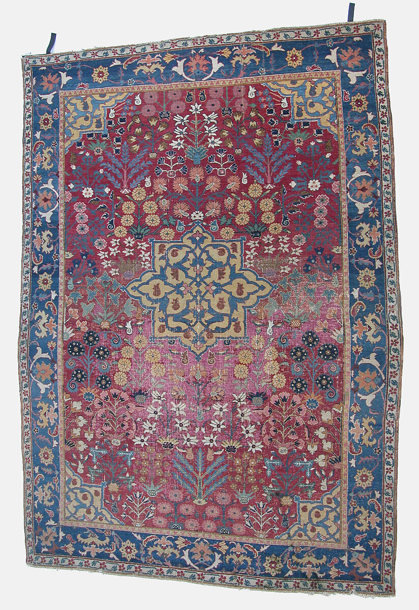 Vase Carpet, Cotton (warp), silk (weft), wool (weft and pile); asymmetrically knotted pile