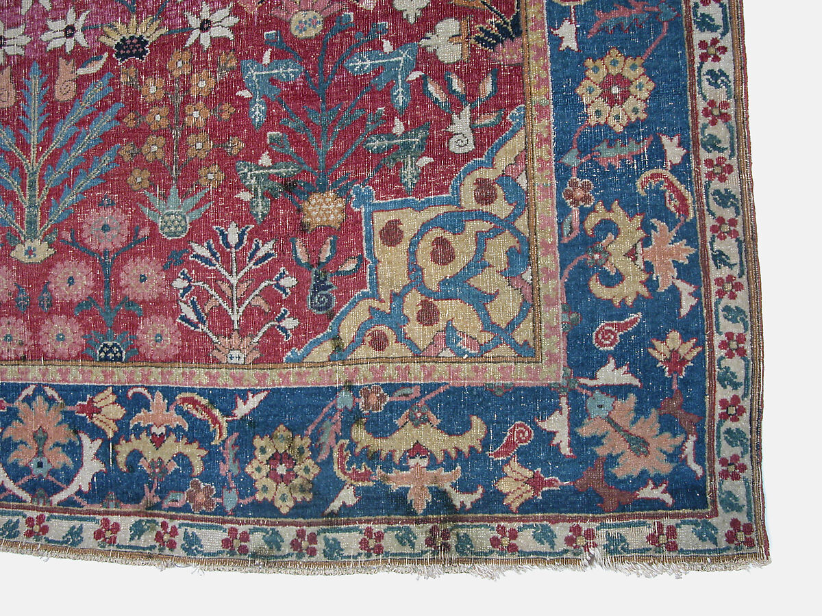 Vase Carpet, Cotton (warp), silk (weft), wool (weft and pile); asymmetrically knotted pile