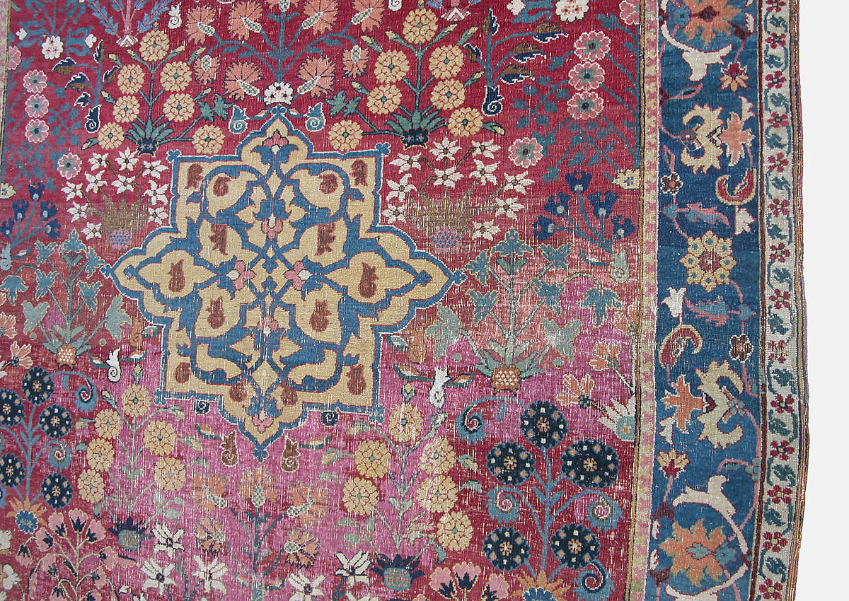 Vase Carpet, Cotton (warp), silk (weft), wool (weft and pile); asymmetrically knotted pile
