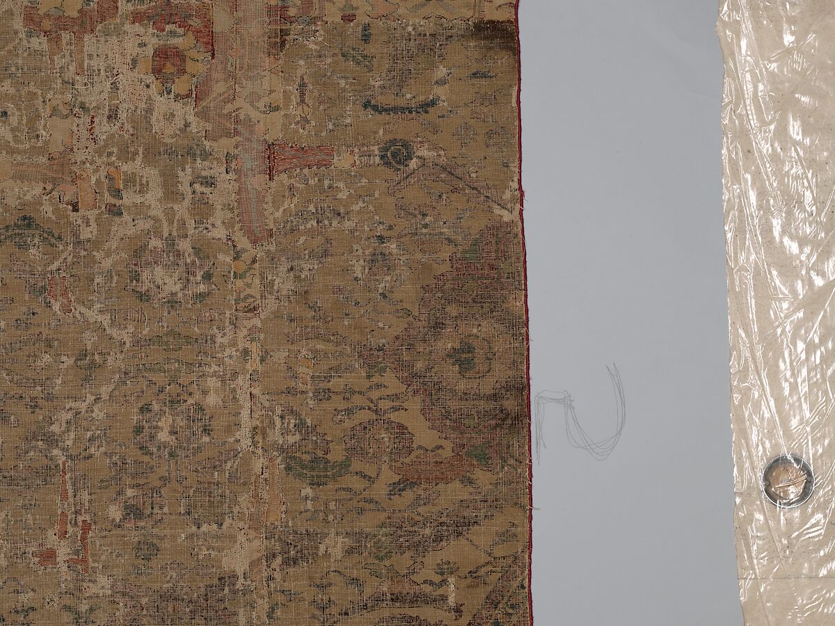 Carpet Fragment, Cotton (warp and weft), silk (weft), wool (pile); asymmetrically knotted pile