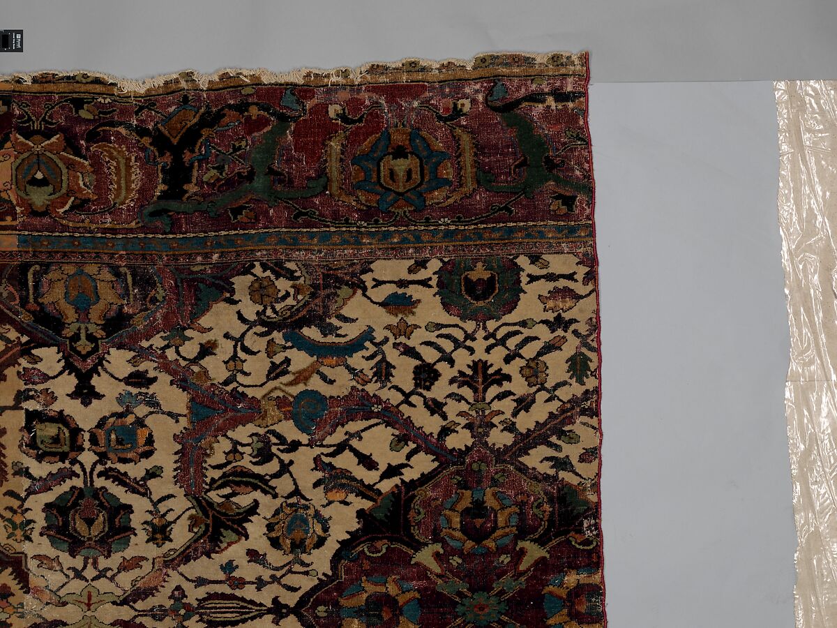 Carpet Fragment, Cotton (warp and weft), silk (weft), wool (pile); asymmetrically knotted pile