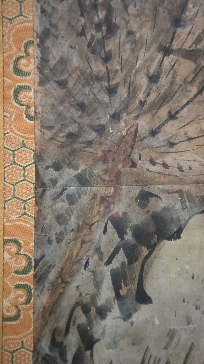 Chinese Women in a Palace Garden, Formerly attributed to Kano Eitoku (Japanese, 1543–1590), Two panels of a folding screen, mounted as a hanging scroll; ink, color, gold, and gold leaf on paper, Japan