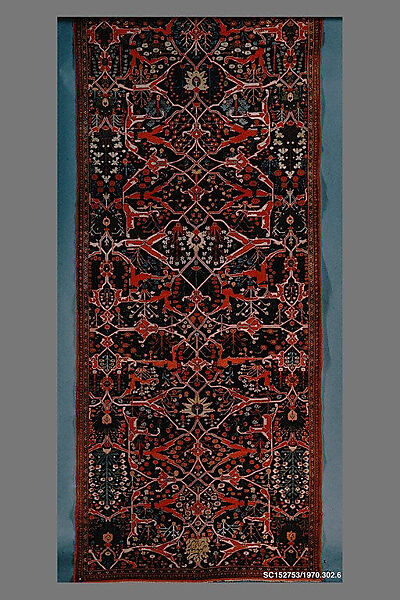 Carpet, Silk (warp), cotton (weft), wool (pile); both symmetrically and asymmetrically knotted pile