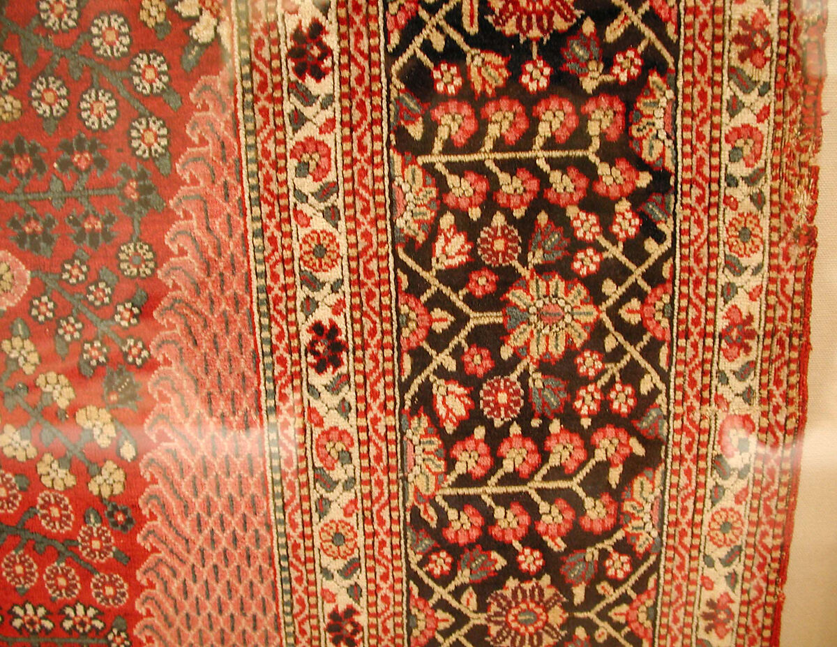 Pashmina Carpet with Gateway-and-Millefleur Pattern, Cotton (warp and weft), pashmina wool (pile); asymmetrically knotted pile