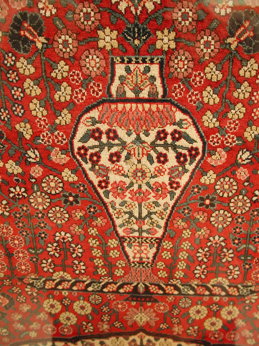 Pashmina Carpet with Gateway-and-Millefleur Pattern, Cotton (warp and weft), pashmina wool (pile); asymmetrically knotted pile