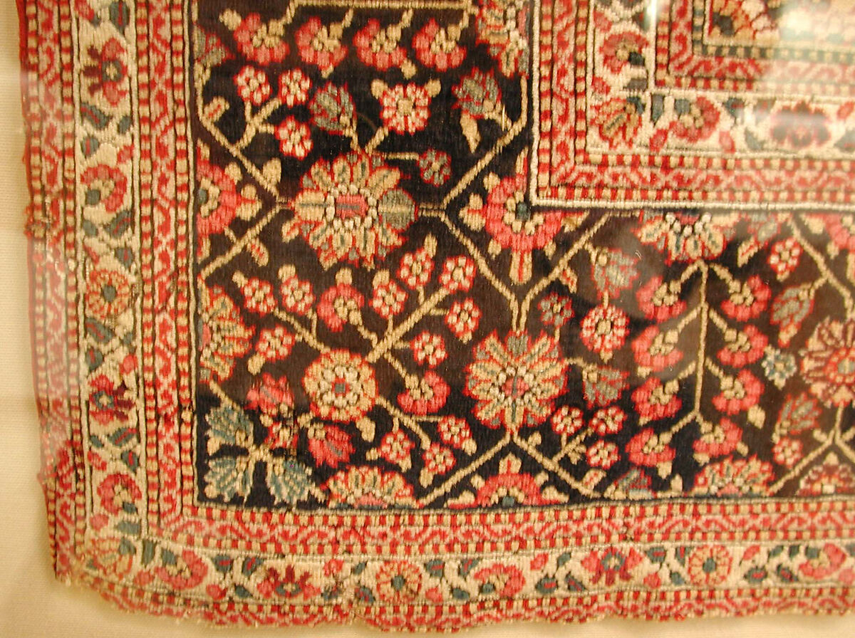Pashmina Carpet with Gateway-and-Millefleur Pattern, Cotton (warp and weft), pashmina wool (pile); asymmetrically knotted pile