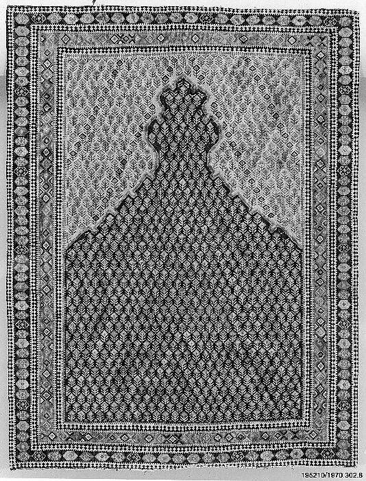 "Senneh" Prayer Rug, Cotton (warp), wool (weft); tapestry-woven