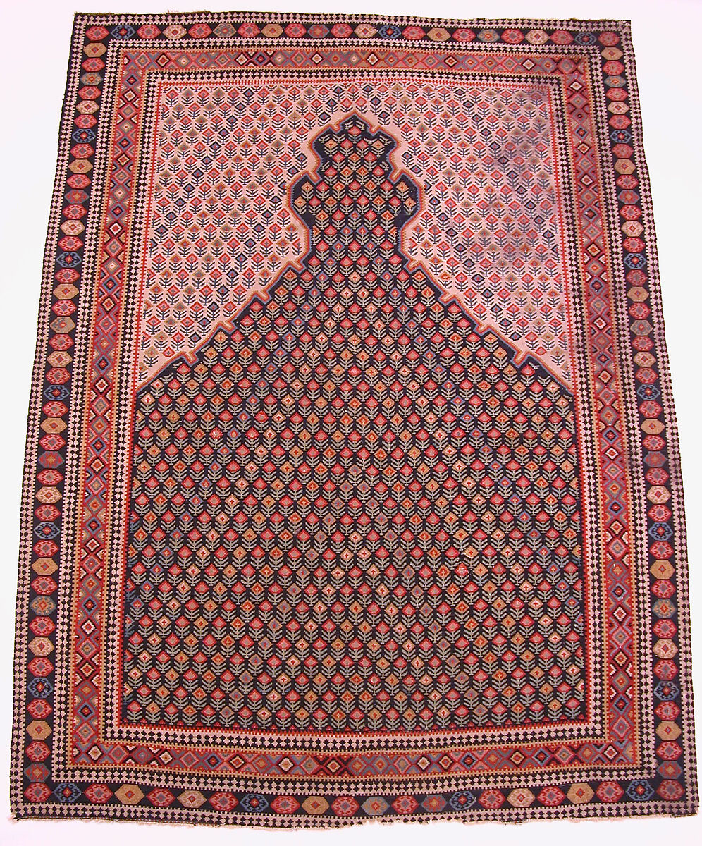 "Senneh" Prayer Rug, Cotton (warp), wool (weft); tapestry-woven