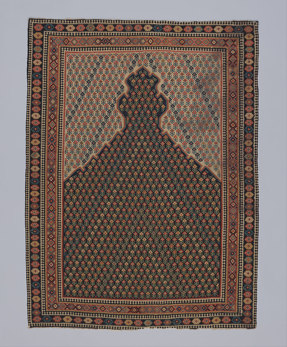 "Senneh" Prayer Rug, Cotton (warp), wool (weft); tapestry-woven