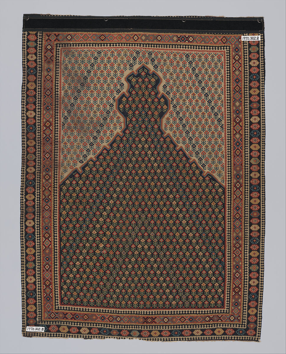 "Senneh" Prayer Rug, Cotton (warp), wool (weft); tapestry-woven