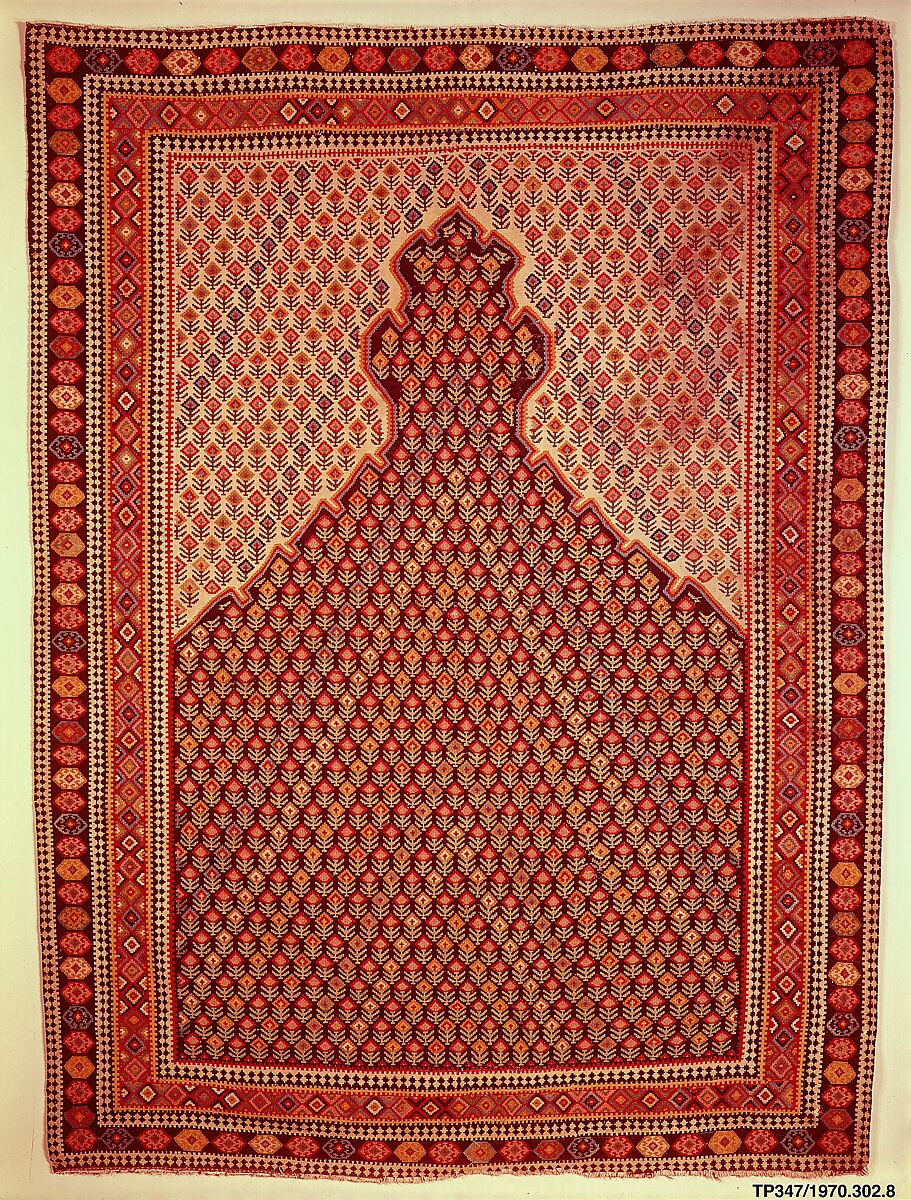 "Senneh" Prayer Rug, Cotton (warp), wool (weft); tapestry-woven