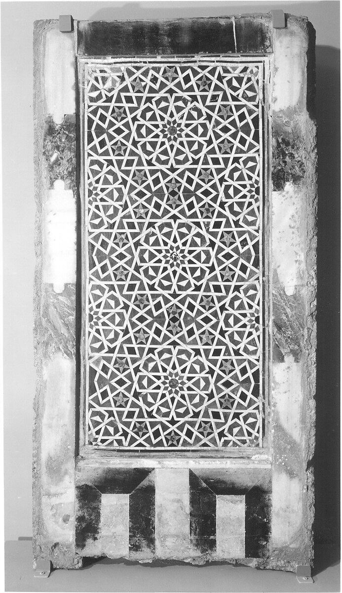 Wall Panel with Geometric Interlace, Polychrome marble; mosaic