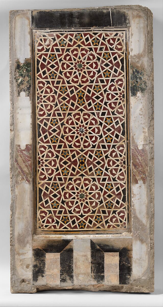 Wall Panel with Geometric Interlace, Polychrome marble; mosaic 