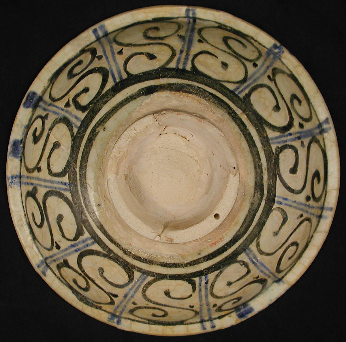 Bowl with Central Pentagon Motifs, Stonepaste; polychrome painted under transparent glaze