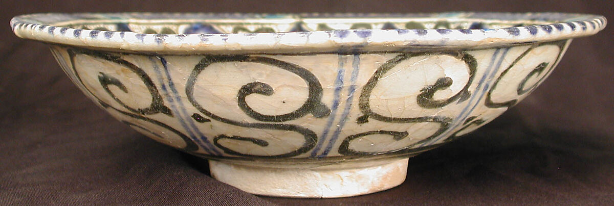 Bowl with Central Pentagon Motifs, Stonepaste; polychrome painted under transparent glaze