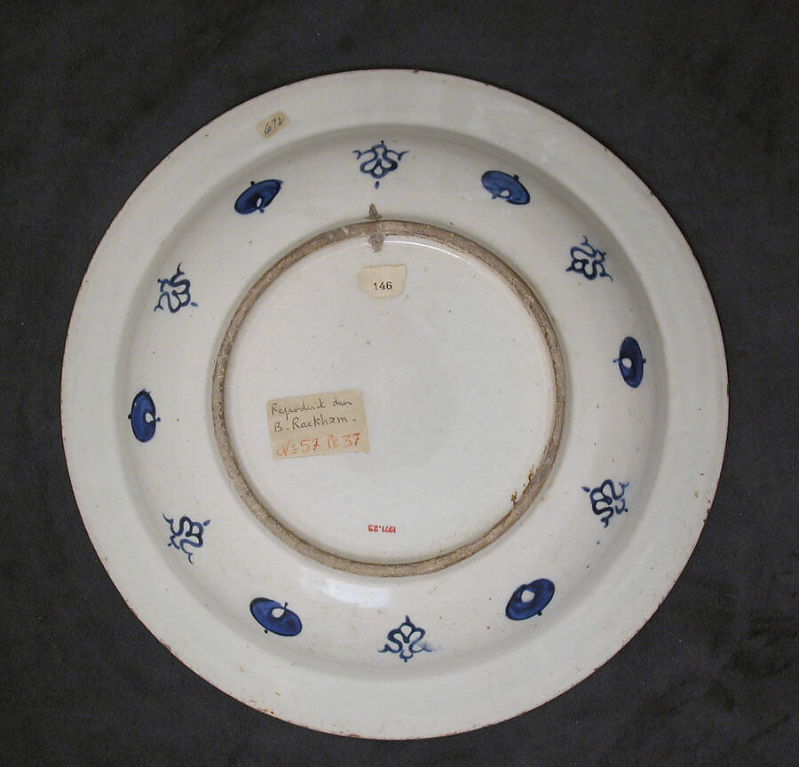 Dish, Stonepaste; painted and glazed