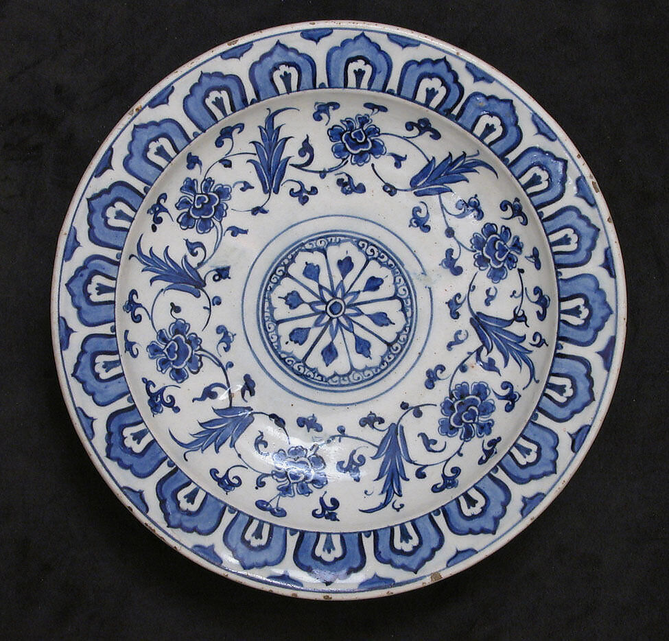 Dish, Stonepaste; painted and glazed 