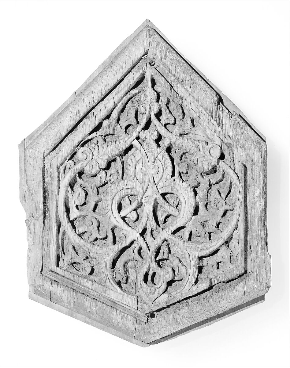 Panel, Wood; carved and inlaid