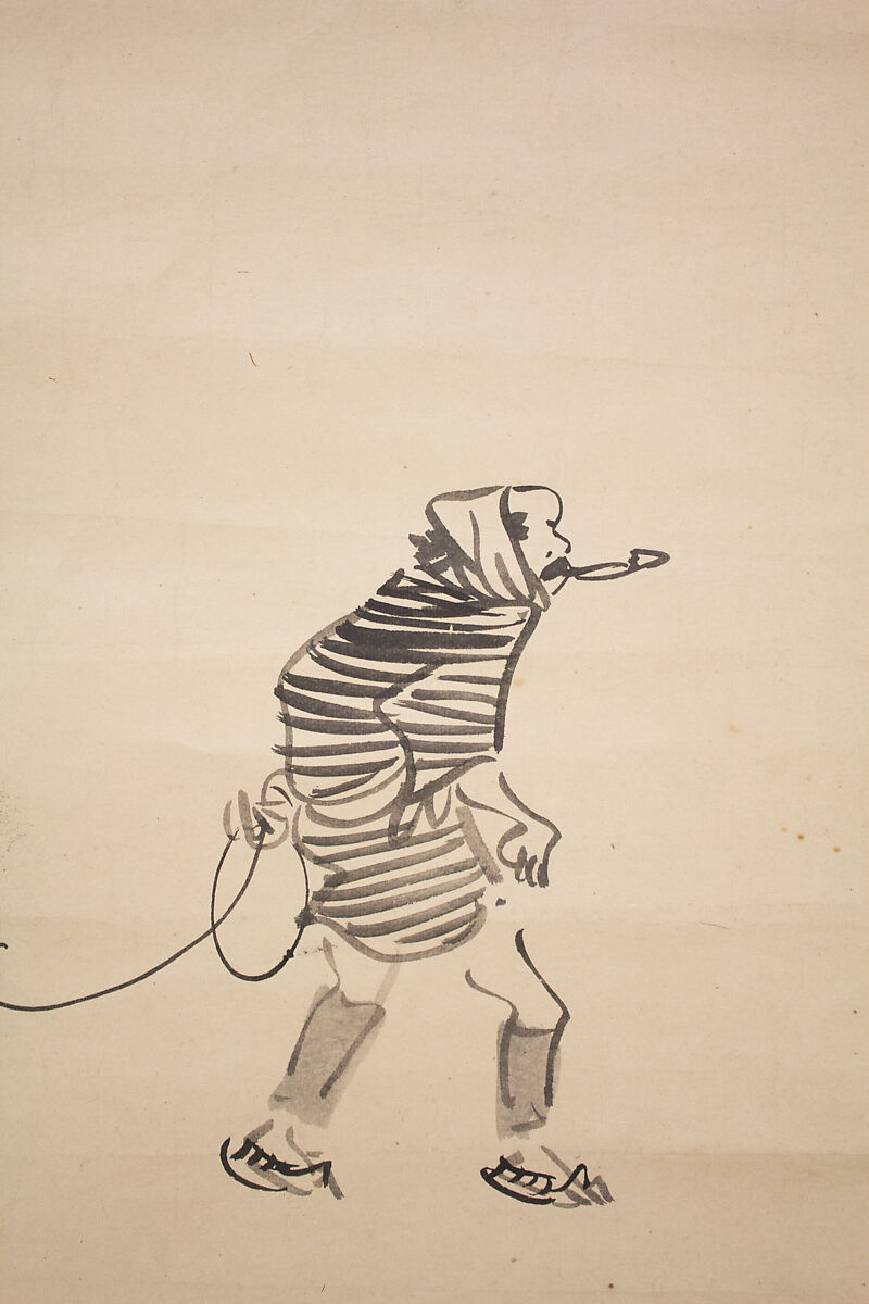 Monk Renshō Riding His Horse Backwards, Matsumura Goshun (Japanese, 1752–1811), Hanging scroll; ink on paper, Japan