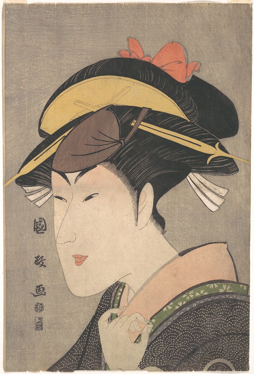 The Actor Matsumoto Yonesaburō in a Woman's Role, Utagawa Kunimasa (Japanese, 1773–1810), Woodblock print; ink and color on paper, Japan 