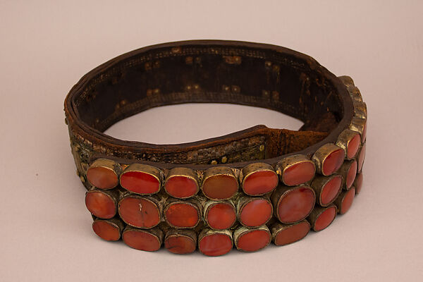 Belt, Leather, brass, carnelian 