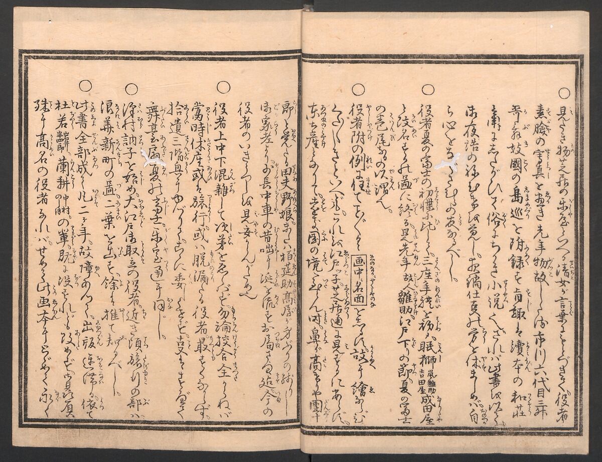 Amusements of Kabuki Actors of the “Third Floor” [Dressing Room] (Yakusha sangaikyō), by Shikitei Sanba 俳優三階興, Utagawa Toyokuni I 歌川豊国一世 (Japanese, 1769–1825), Set of polychrome woodblock-printed books; ink and color on paper, Japan