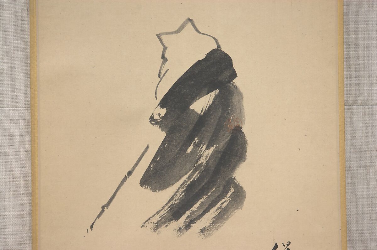 Fox with Staff (Hakuzōsu), Eiraku Hozen (Japanese, 1795–1854), Hanging scroll; ink on paper, Japan