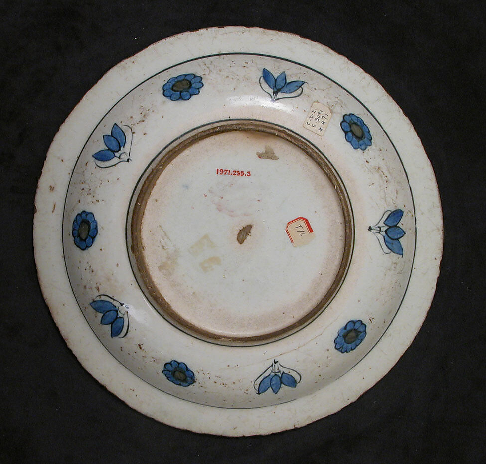 Dish with Floral Design, Stonepaste; polychrome painted under transparent glaze