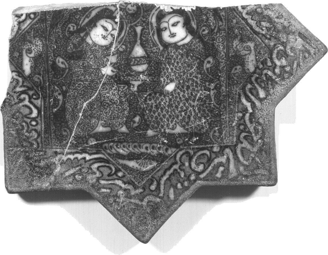 Star-Shaped Tile, Stonepaste; underglaze luster- and cobalt painted