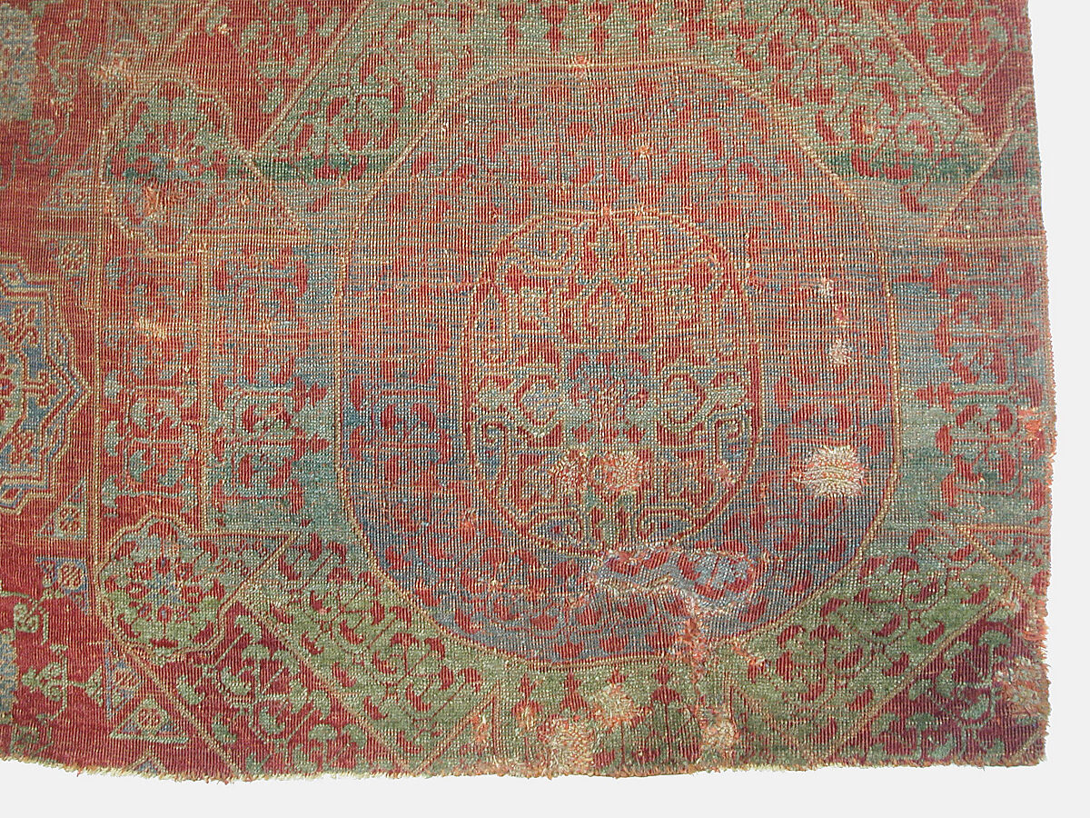 Carpet Fragment, Wool (warp, weft, and pile); asymmetrically knotted pile