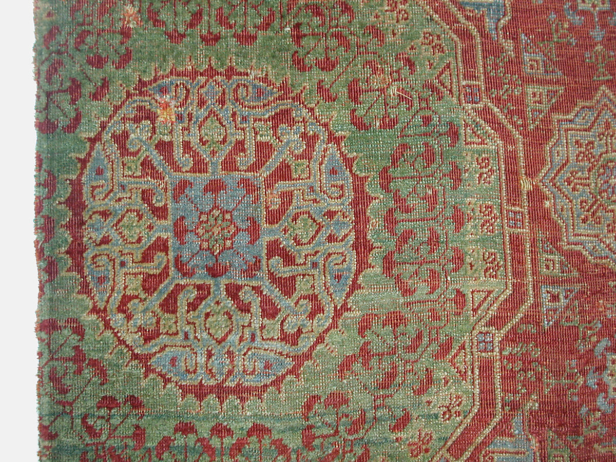 Carpet Fragment, Wool (warp, weft, and pile); asymmetrically knotted pile