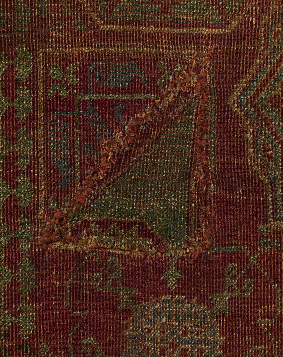 Carpet Fragment, Wool (warp, weft, and pile); asymmetrically knotted pile