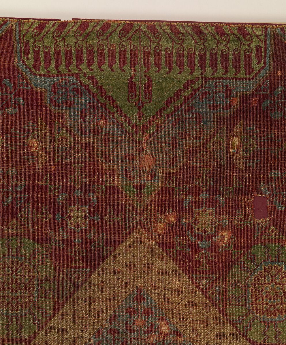 Carpet Fragment, Wool (warp, weft, and pile); asymmetrically knotted pile