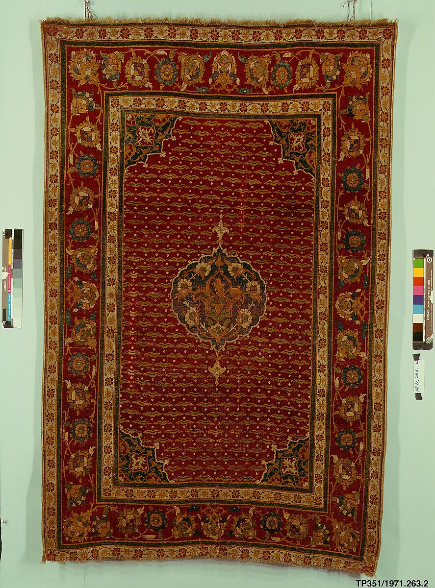 Carpet, Wool (warp, weft, and pile); asymmetrically knotted pile