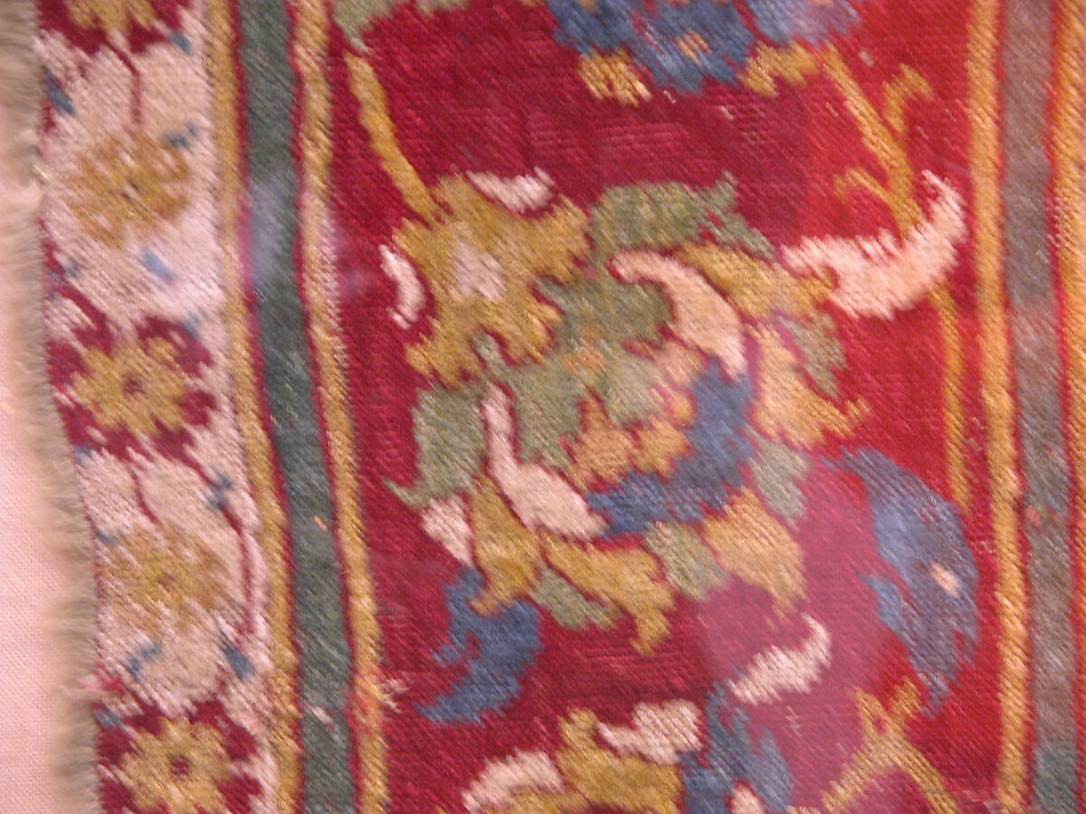 Carpet, Wool (warp, weft, and pile); asymmetrically knotted pile