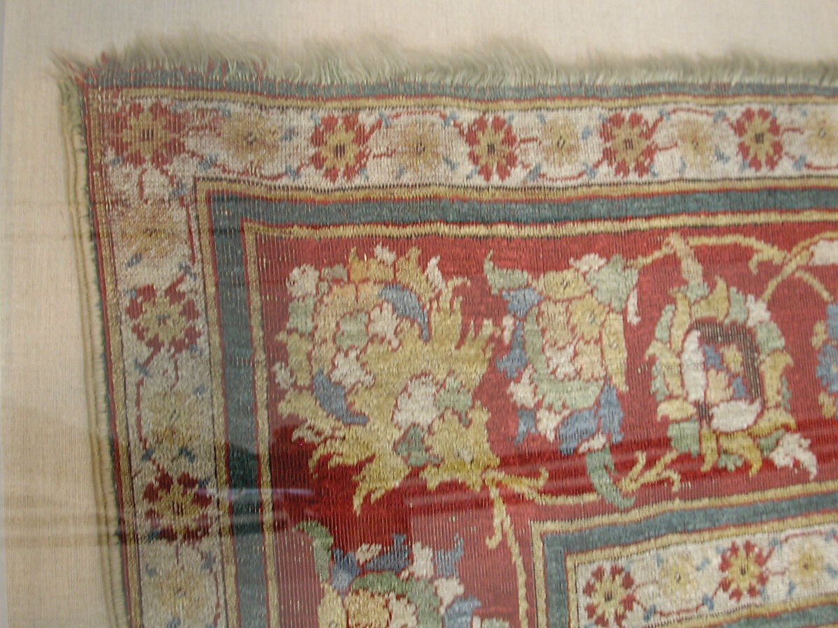 Carpet, Wool (warp, weft, and pile); asymmetrically knotted pile