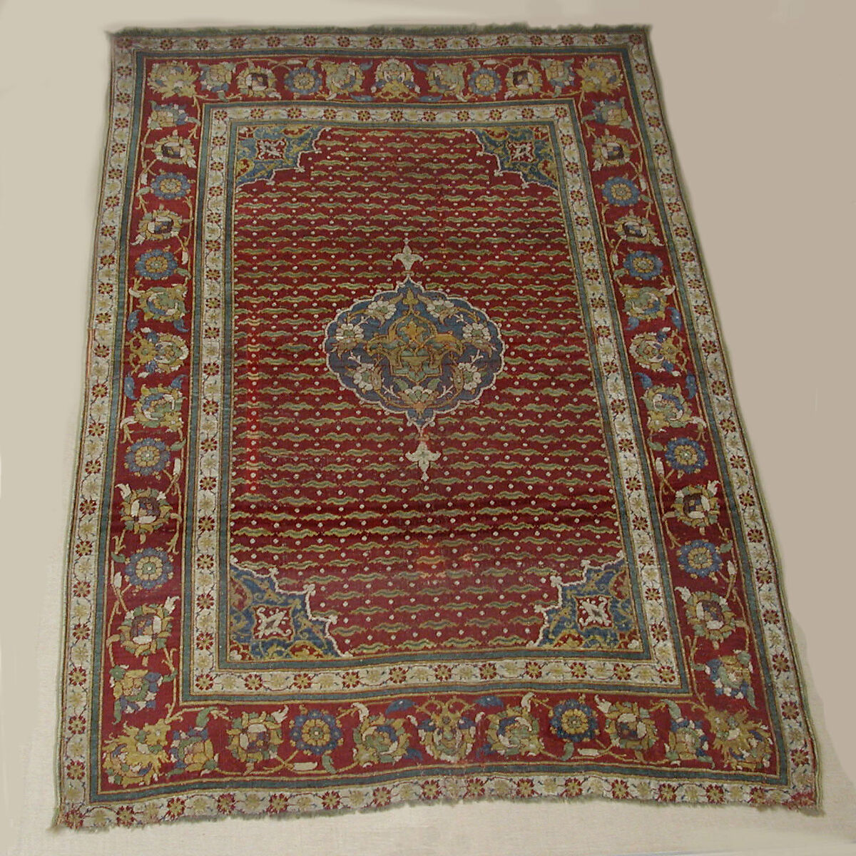 Carpet, Wool (warp, weft, and pile); asymmetrically knotted pile