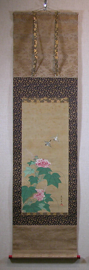Rose Mallow (Fuyō), Katsukawa Shunshō　勝川春章 (Japanese, 1726–1792), Hanging scroll; ink and color on silk, Japan