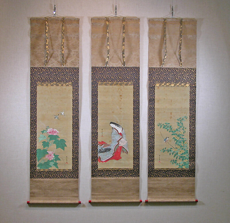 Rose Mallow (Fuyō), Katsukawa Shunshō　勝川春章 (Japanese, 1726–1792), Hanging scroll; ink and color on silk, Japan