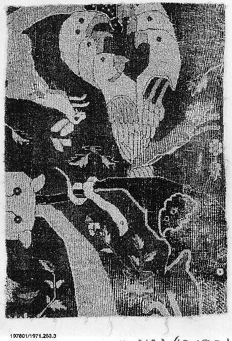 Fragment of an Animal Carpet, Cotton (warp and weft), wool (pile); asymmetrically knotted pile