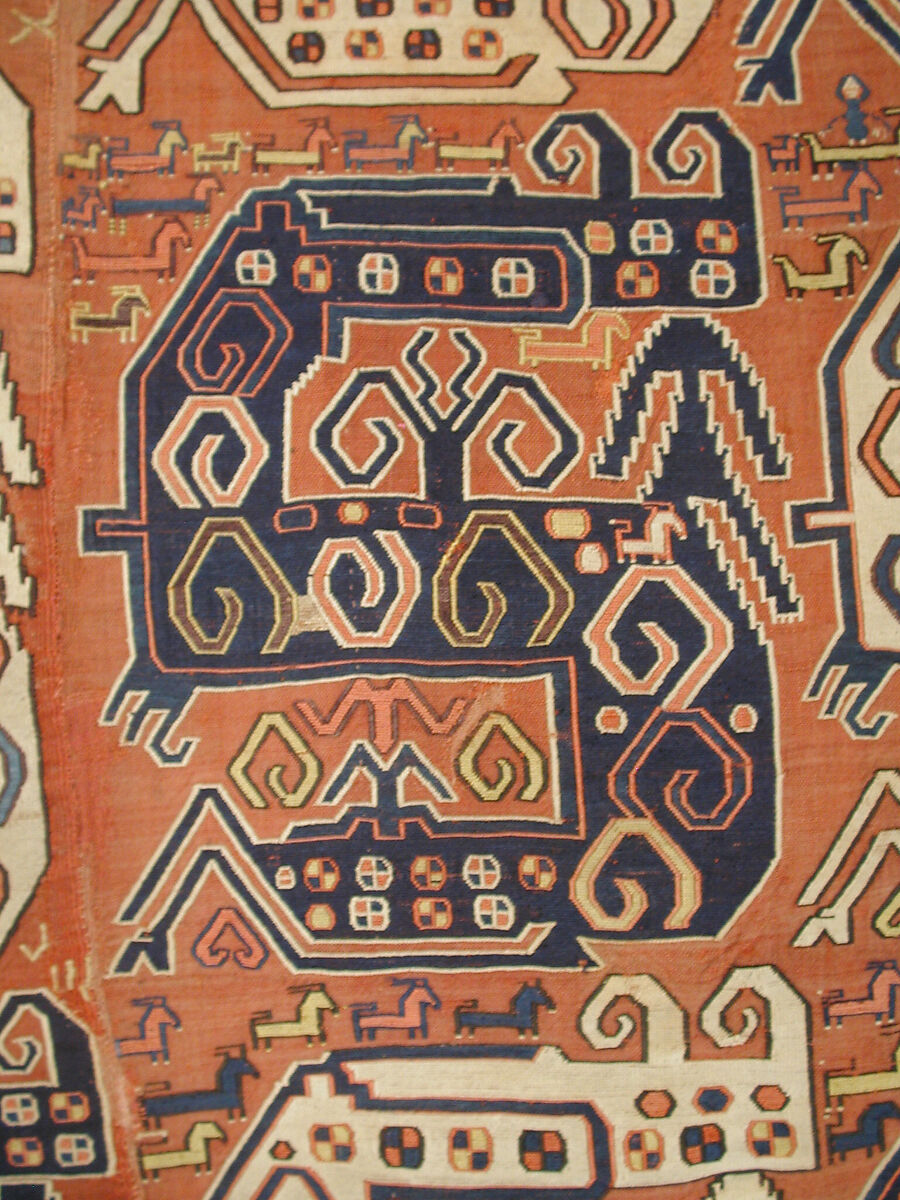 Dragon Carpet, Wool, cotton; plain weave with supplementary-weft embroidery (Soumak)