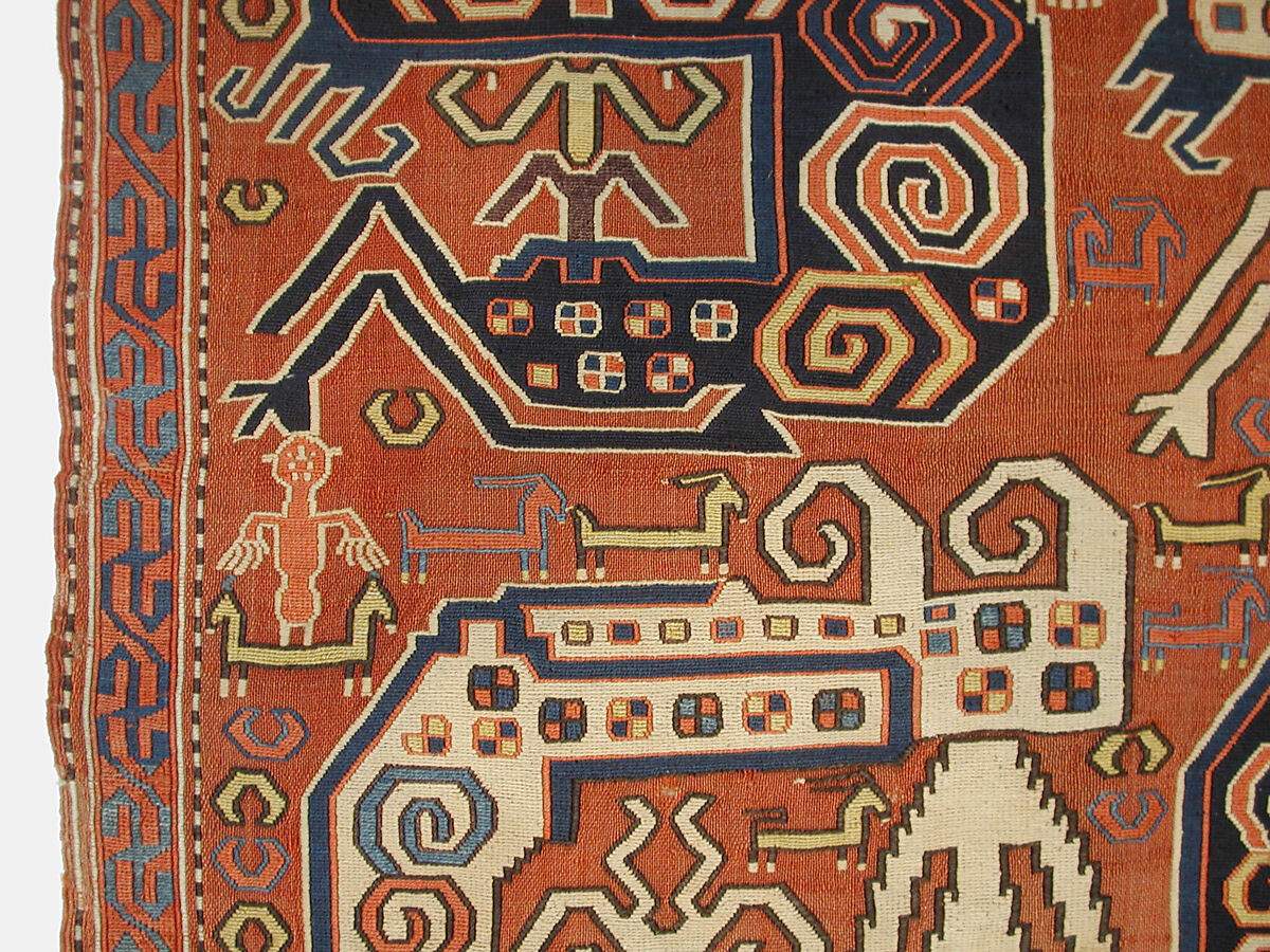 Dragon Carpet, Wool, cotton; plain weave with supplementary-weft embroidery (Soumak)