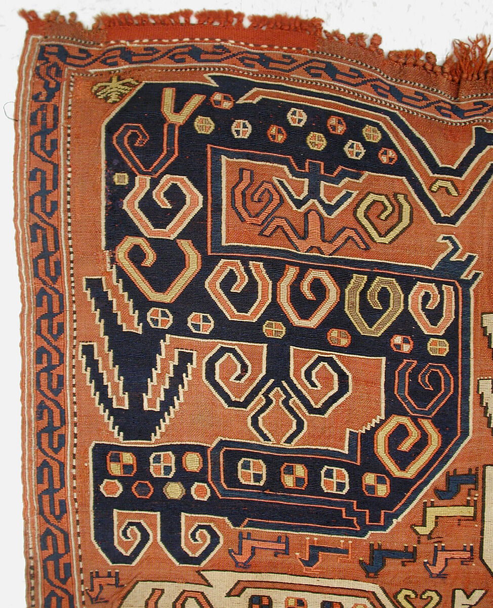 Dragon Carpet, Wool, cotton; plain weave with supplementary-weft embroidery (Soumak)