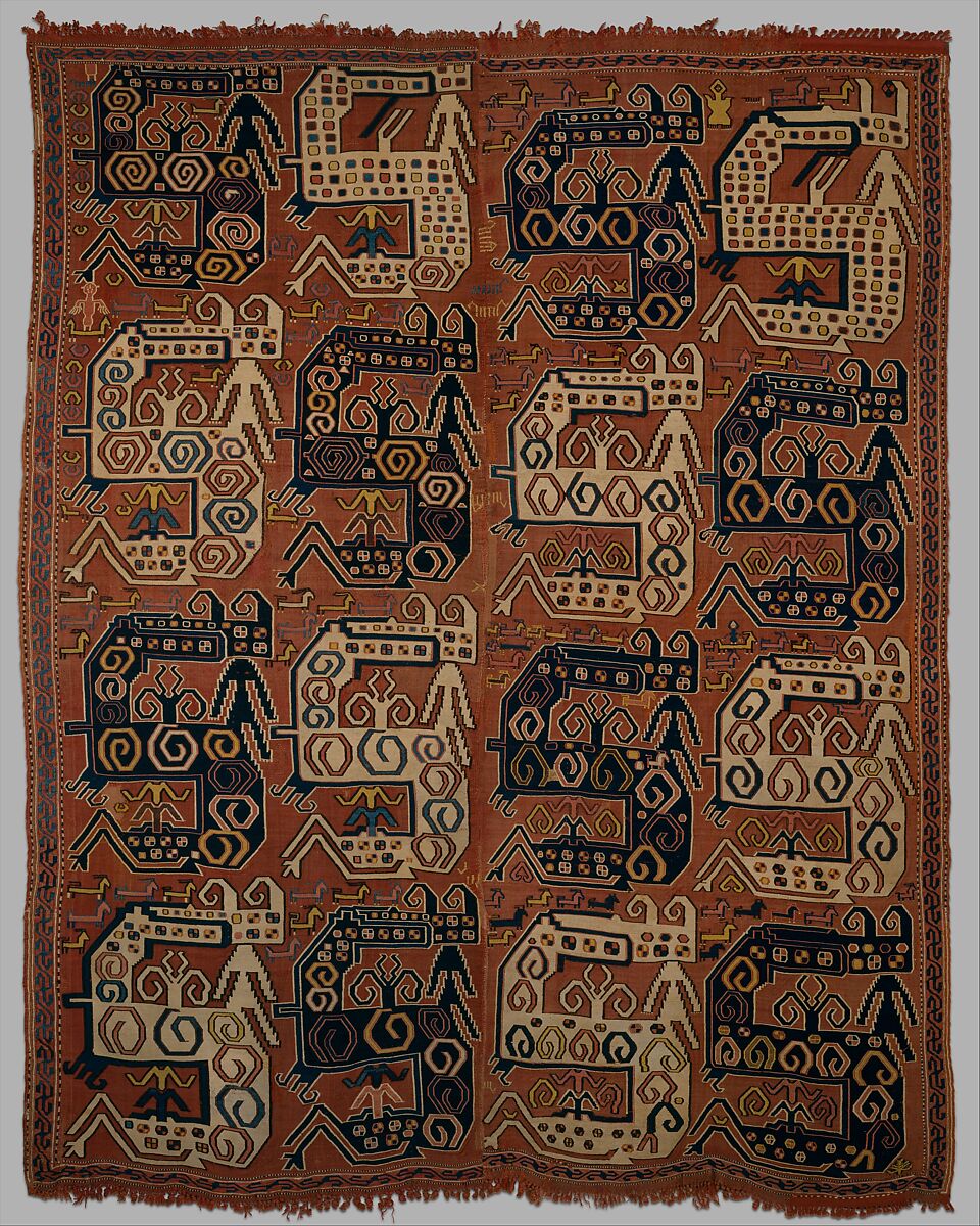 Dragon Carpet, Wool, cotton; plain weave with supplementary-weft embroidery (Soumak)