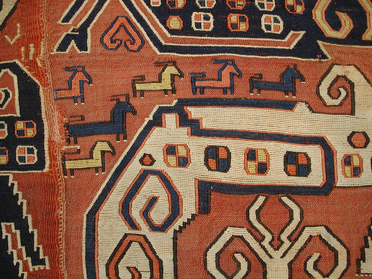 Dragon Carpet, Wool, cotton; plain weave with supplementary-weft embroidery (Soumak)