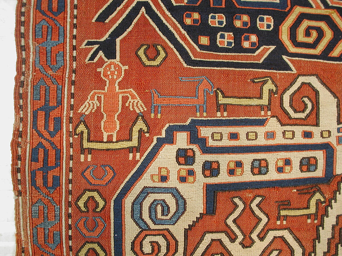 Dragon Carpet, Wool, cotton; plain weave with supplementary-weft embroidery (Soumak)