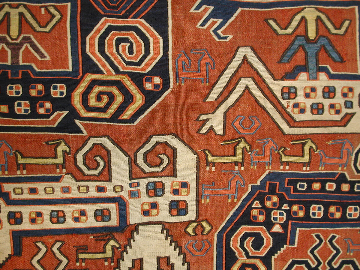 Dragon Carpet, Wool, cotton; plain weave with supplementary-weft embroidery (Soumak)