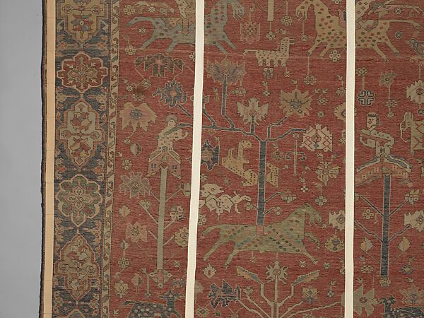 Carpet, Wool (warp, weft, and pile); symmetrically knotted pile