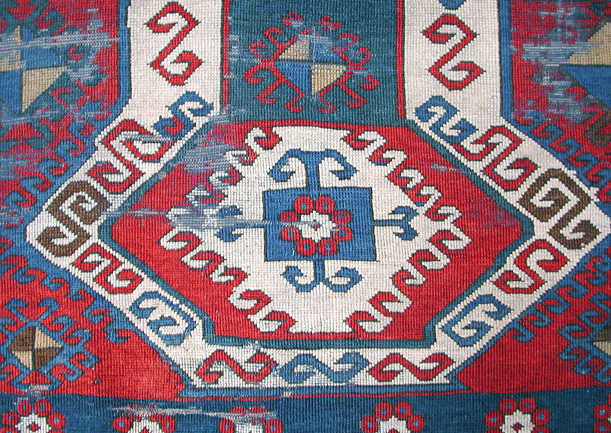 Double-Ended Bellini-Design Kazak Carpet, Wool (warp, weft, and pile); symmetrically woven pile